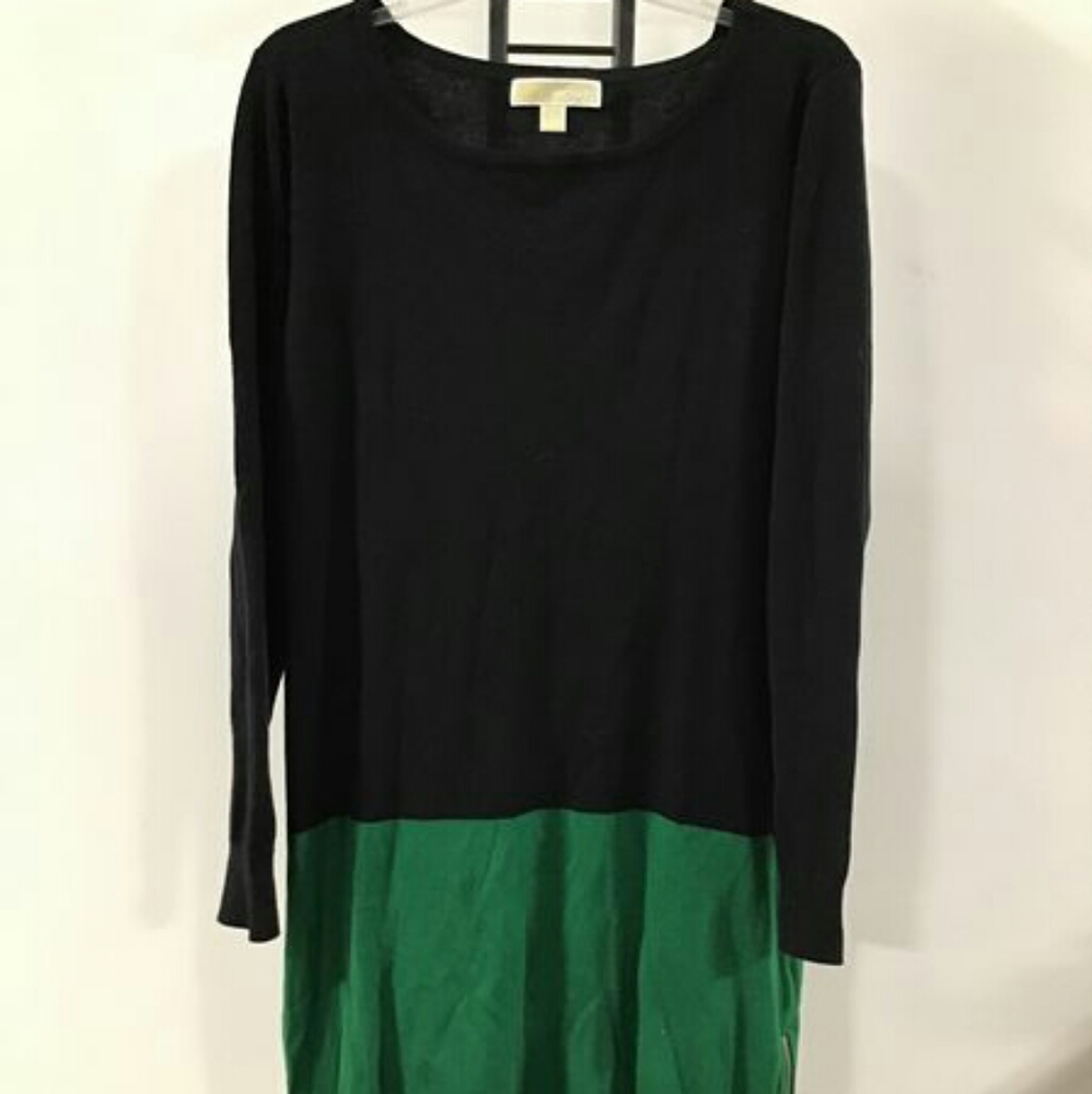 Michael Kors SzXL Green & Black Sweater Dress
